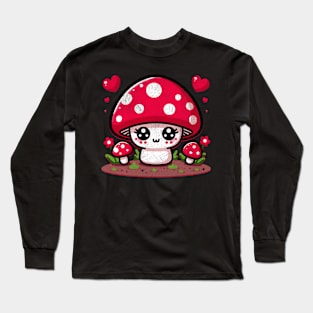 Cottagecore Kawaii Cute Mushroom Nature Cartoon Chibi Long Sleeve T-Shirt